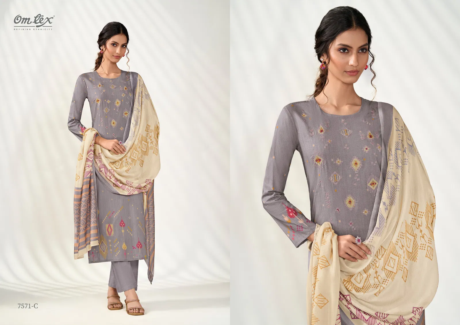 Bold Fashion By Omtex Lawn Cotton Embroidery Dress Material Wholesale Online